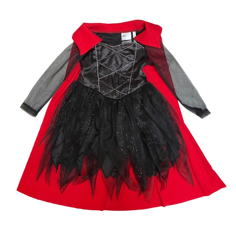 H&M Girls Vampire Tulle Dress / Costume, Red & Black, Size 4-6, NWT